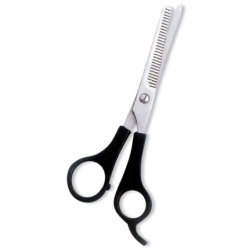 Thinning Scissor. One Blade Teeth. Plastic Handle. Satin Finish.